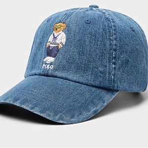 Ralph Lauren Blue Denim Cap with Bear Embroidery